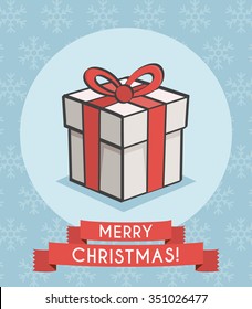 Christmas Card with a Present. Vector Illustration.