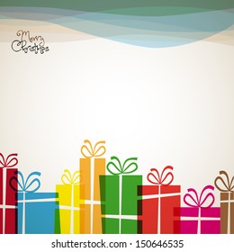 Christmas card with christmas presents - retro vector