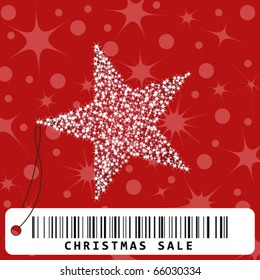 Christmas card with price tag and barcode - consumerism concept