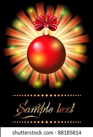 Christmas card with red ball