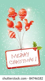 christmas card red balloons