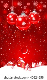 Christmas card with red balls
