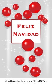 Christmas card with red balls and frame - Spanish