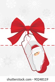 Christmas card with red bow. Vector