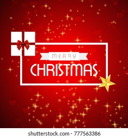 Christmas card with red glitters background