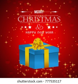 Christmas card with red and glitters and also typogarphy