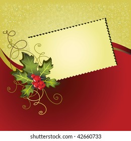 Christmas card with a red and gold background