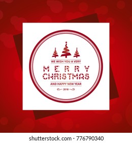 Christmas card with red pattern background