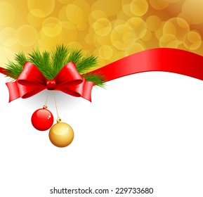 Christmas card with red ribbon