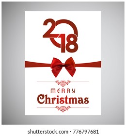 Christmas card with red ribbon bow