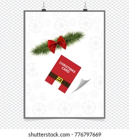 Christmas card with red ribbon and pattern