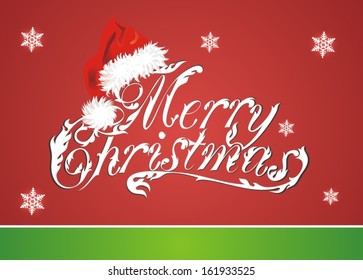 Christmas card with Red Santa Claus Red Hat 
