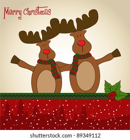 Christmas card with reindeer