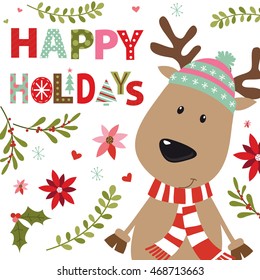 Christmas card with reindeer design