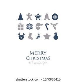 Christmas card in retro style with festive elements. Vector.
