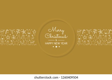 Christmas card in retro style with festive elements. Vector.