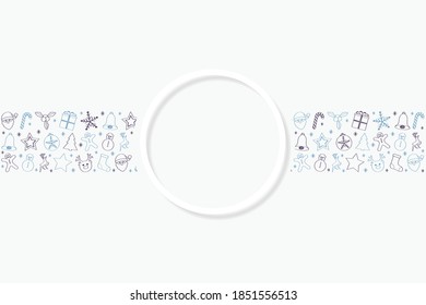 Christmas card in retro style with festive elements and copyspace. Vector.