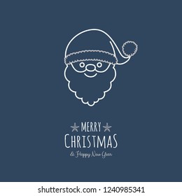 Christmas card in retro style with hand drawn Santa Claus. Vector.