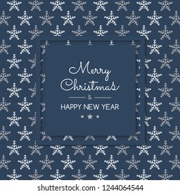 Christmas card in retro style with hand drawn snowflakes. Vector.