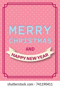 Christmas card in retro style. Vintage Merry Christmas greeting postcard. Vector illustration