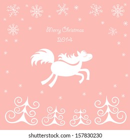 Christmas card with a running horse