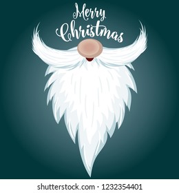 Christmas card with santa beard and wishes. Flat design