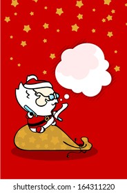 Christmas card with Santa checking the list