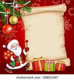 Christmas card with Santa Claus