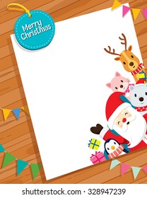 Christmas Card With Santa Claus And Animals, Merry, Xmas, Happy New Year, Objects, Festive, Celebrations