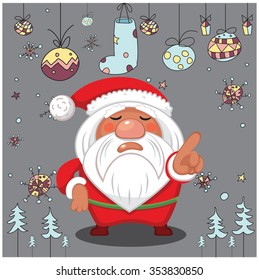 Christmas card with Santa Claus. Cute Santa asking to be a good person.