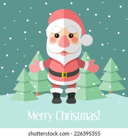 Christmas card with Santa Claus and fir trees