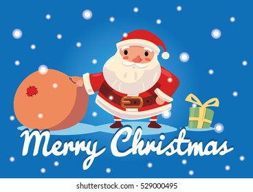 Christmas Card of Santa claus with gifts