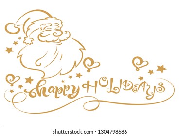 Christmas card with Santa Claus. Great for Christmas cards, invitations, posters, design of New Year holidays. Graphic design, template. Vector illustration