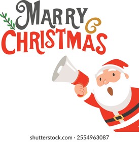 Christmas card with Santa Claus and merry Christmas text illustration