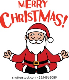 Christmas card with Santa Claus and merry Christmas text illustration
