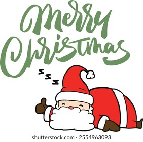 Christmas card with Santa Claus and merry Christmas text illustration