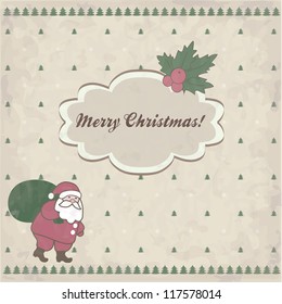 Christmas card with Santa Claus and place for text on old paper