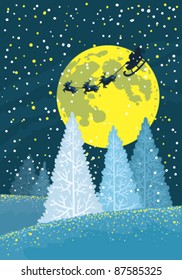 Christmas card with Santa Claus silhouette