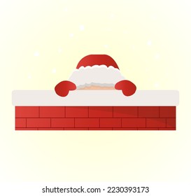 Christmas card Santa Claus sitting in the chimney
