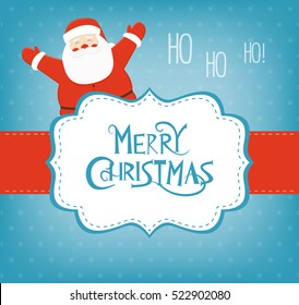 Christmas card with Santa Claus and Snowman. Vector illustration