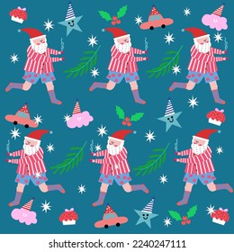 christmas card with santa claus star tree xmas cute christmas 