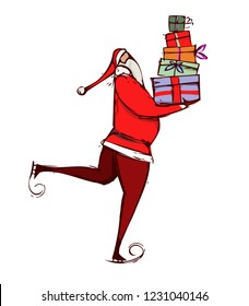 Christmas Card with Santa Claus. Vector Illustration.