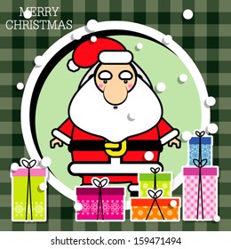 Christmas card with Santa Claus. Vector illustration. 