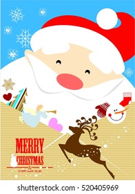 Christmas card with Santa Claus. Vector illustration