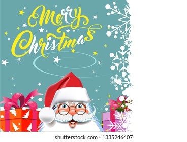 Christmas card with Santa Claus in vintage style. Great for New Year cards, poster, banners, invitations. Vector illustration for your graphic design