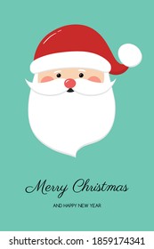 Tarjeta de Navidad con Santa Claus y deseos. Vector