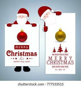 Christmas card with santa clause and balls