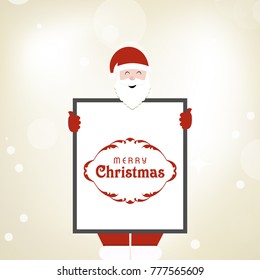 Christmas card with santa clause and frame