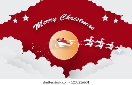 Christmas card with Santa Cross. Paper cut.