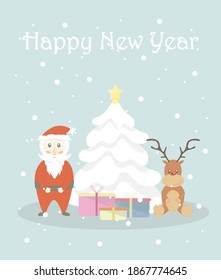CHRISTMAS CARD SANTA AND DEER	
